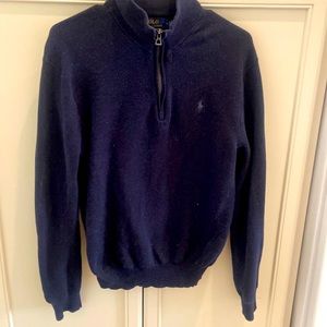 Navy pullover Ralph Lauren Polo..Zip up halfway.